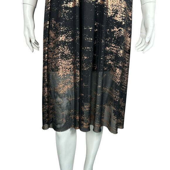 Ted Baker Knee Length Dress Size 0 Sheer Splatter Gold Metallic Party Cocktail - Picture 5 of 11